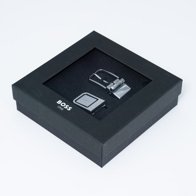 BOSS Madison イタリアンレザーリバーシブルベルト ピン＆プレート【HBMB6020】 ブラック