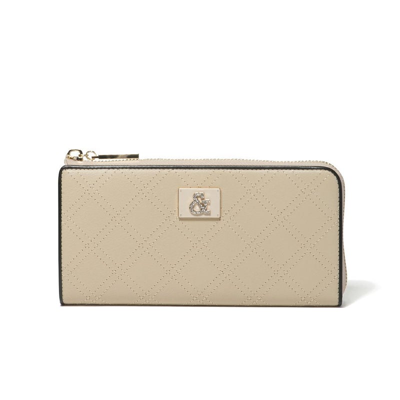 PINKY&DIANNE クラシックキルト L字ファスナー長財布 ベージュ