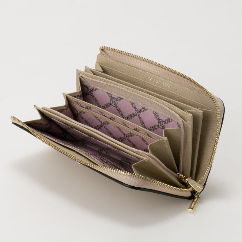 PINKY&DIANNE クラシックキルト L字ファスナー長財布 ベージュ