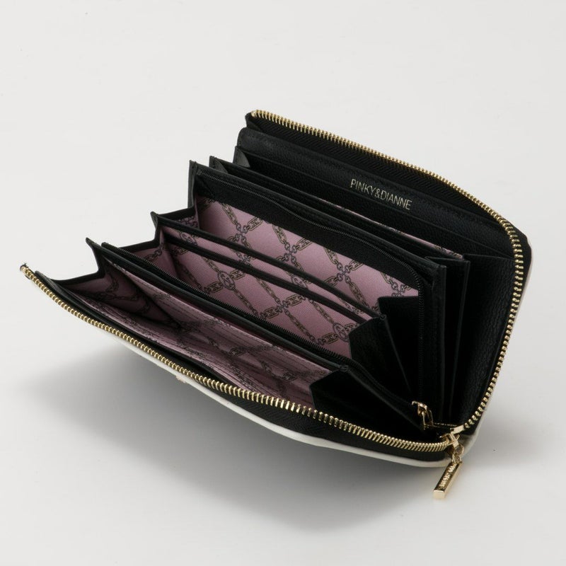 PINKY&DIANNE クラシックキルト L字ファスナー長財布 ブラック