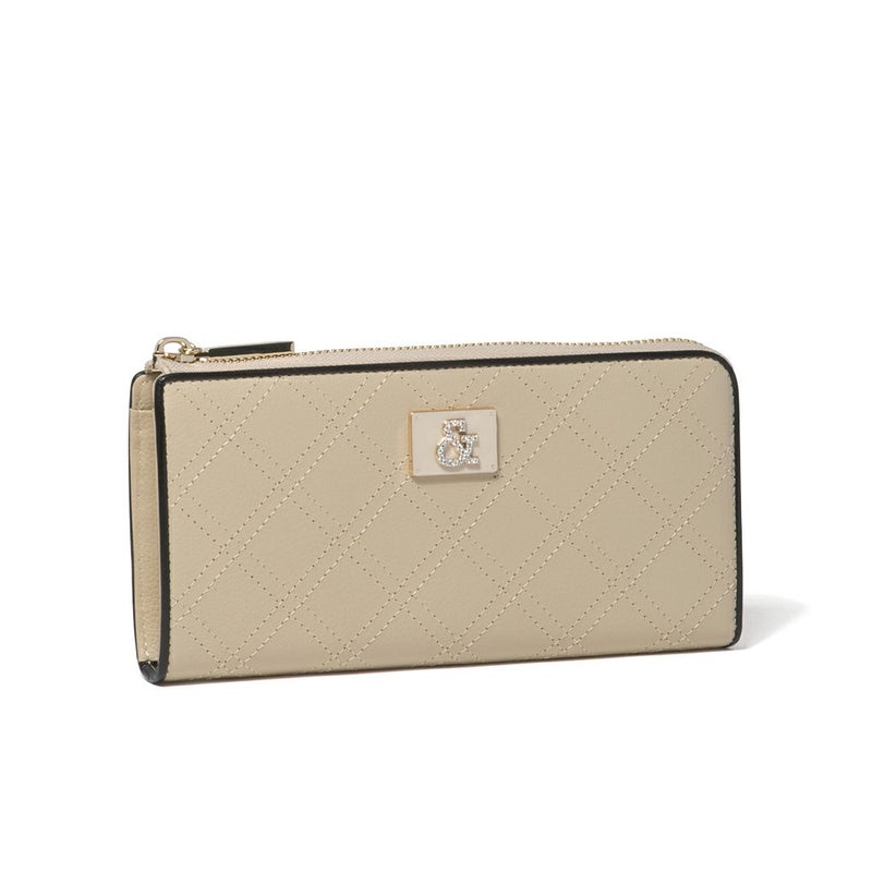 PINKY&DIANNE クラシックキルト L字ファスナー長財布 ベージュ