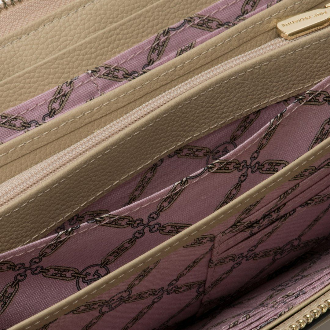 PINKY&DIANNE クラシックキルト L字ファスナー長財布 ベージュ