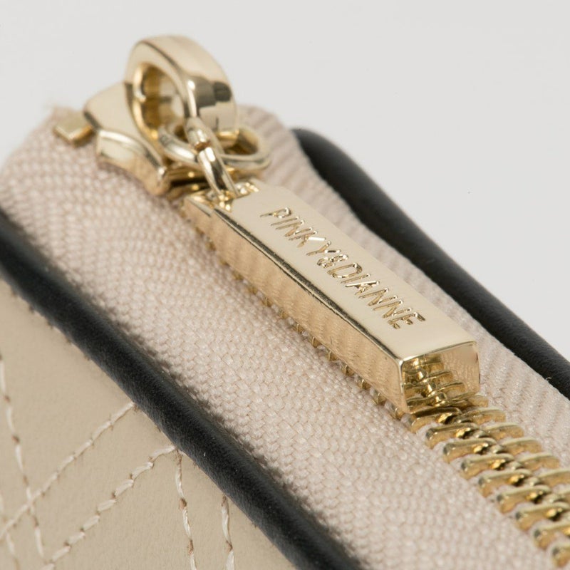 PINKY&DIANNE クラシックキルト L字ファスナー長財布 ベージュ