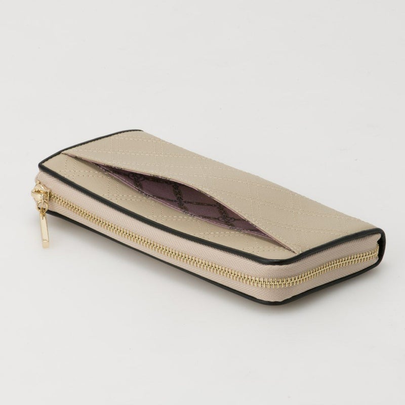 PINKY&DIANNE クラシックキルト L字ファスナー長財布 ベージュ