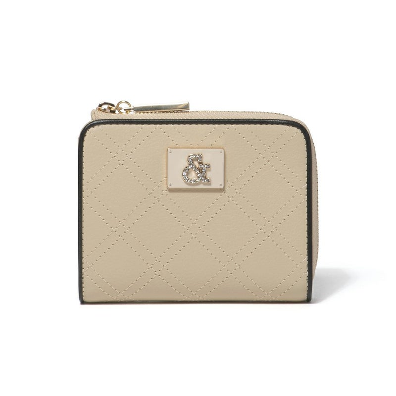 PINKY&DIANNE クラシックキルト L字ファスナー折り財布 ベージュ