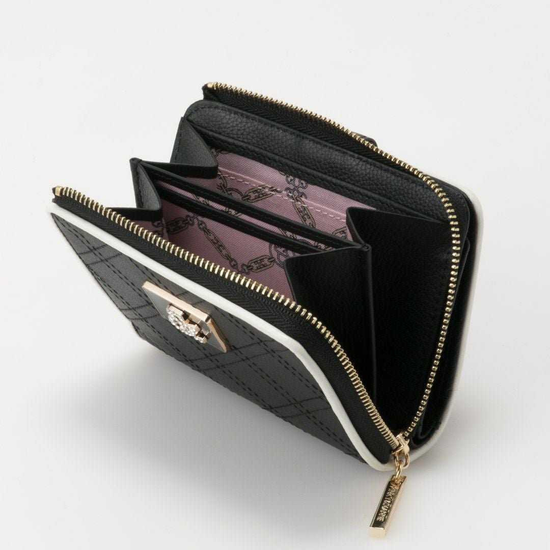 PINKY&DIANNE クラシックキルト L字ファスナー折り財布 ブラック