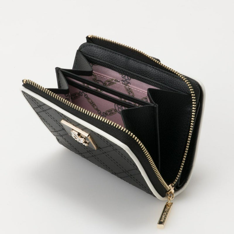 PINKY&DIANNE クラシックキルト L字ファスナー折り財布 ブラック