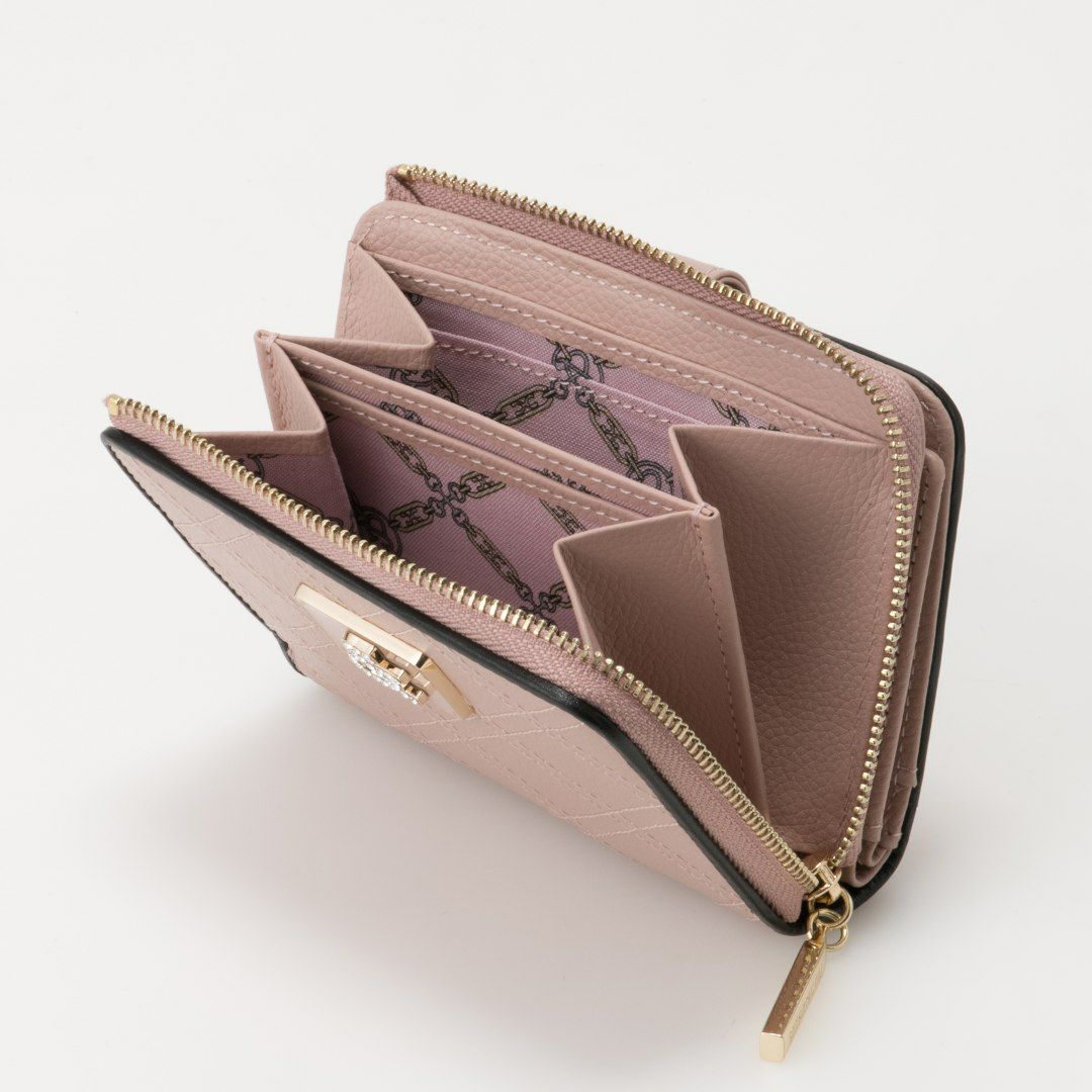 PINKY&DIANNE クラシックキルト L字ファスナー折り財布 ピンク