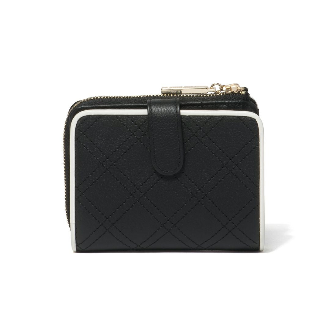 PINKY&DIANNE クラシックキルト L字ファスナー折り財布 ブラック