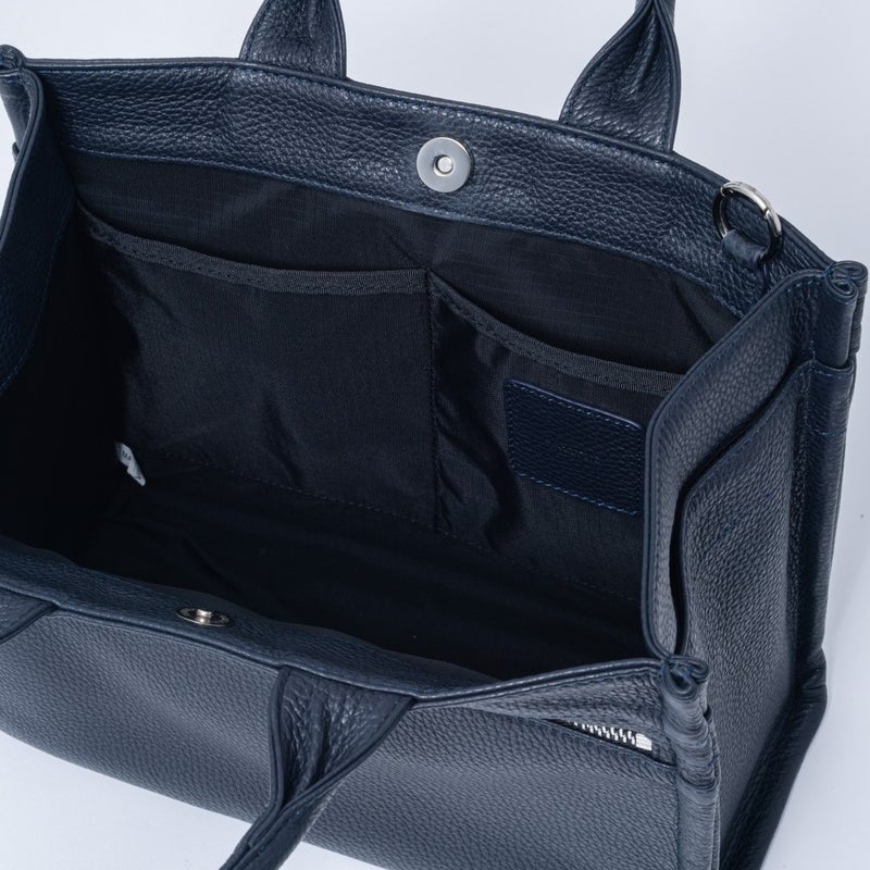 MANIUNO イタリアンレザー スクエアミニトート(M)【MUMHMAM1】 ネイビー