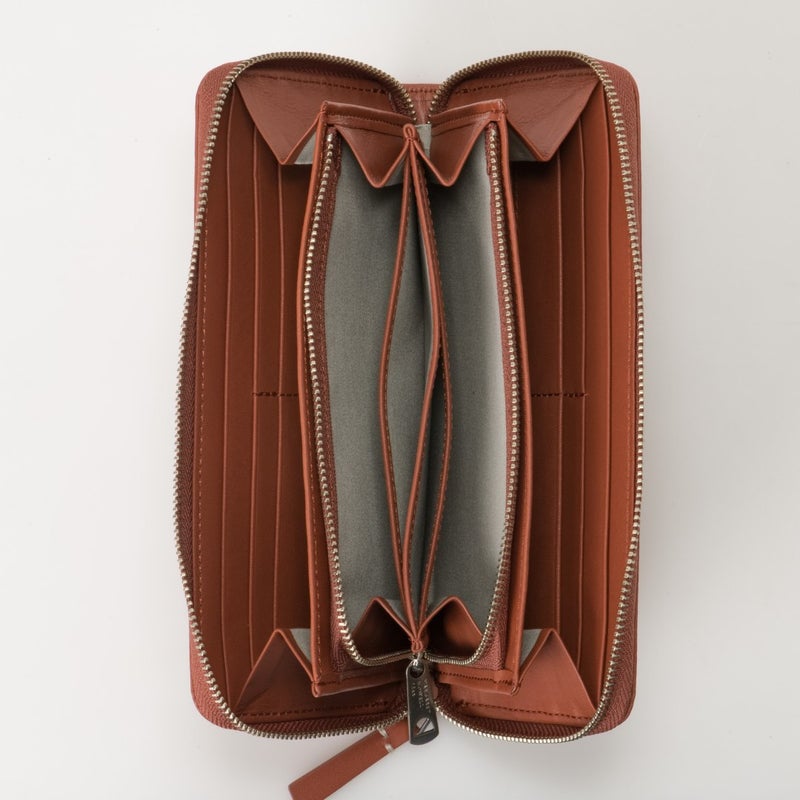 MARGARET HOWELL idea セザー ラウンドファスナー長財布 レンガ