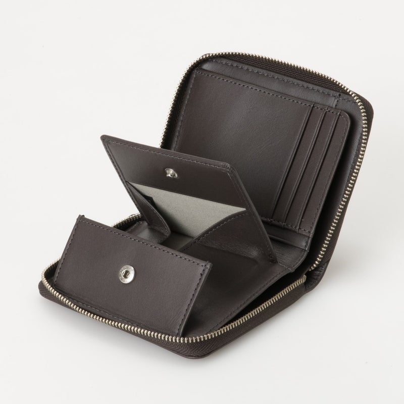 MARGARET HOWELL idea セザー ラウンドファスナー折り財布 チャコールグレー