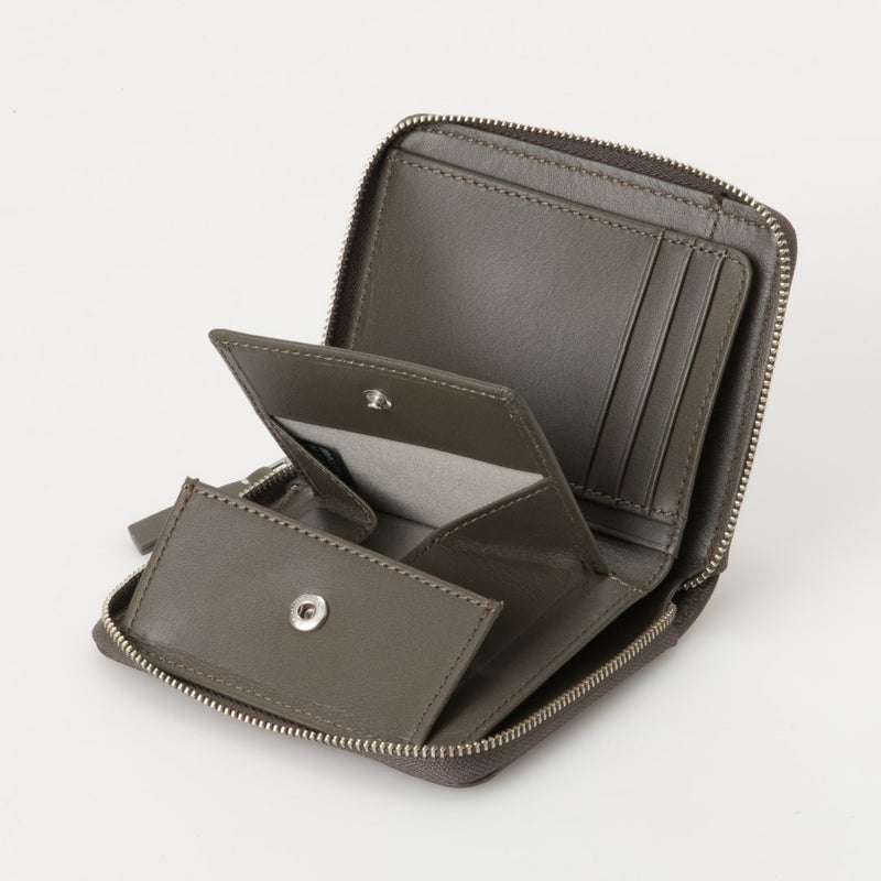 MARGARET HOWELL idea セザー ラウンドファスナー折り財布 カーキ