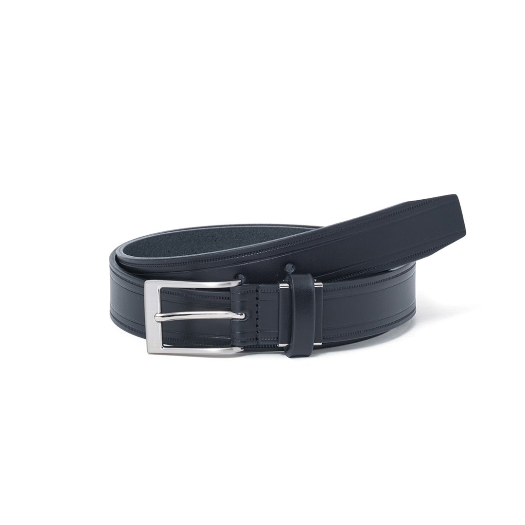 LANVIN COLLECTION サイド型押しベルト【JLMB6160】 ブラック