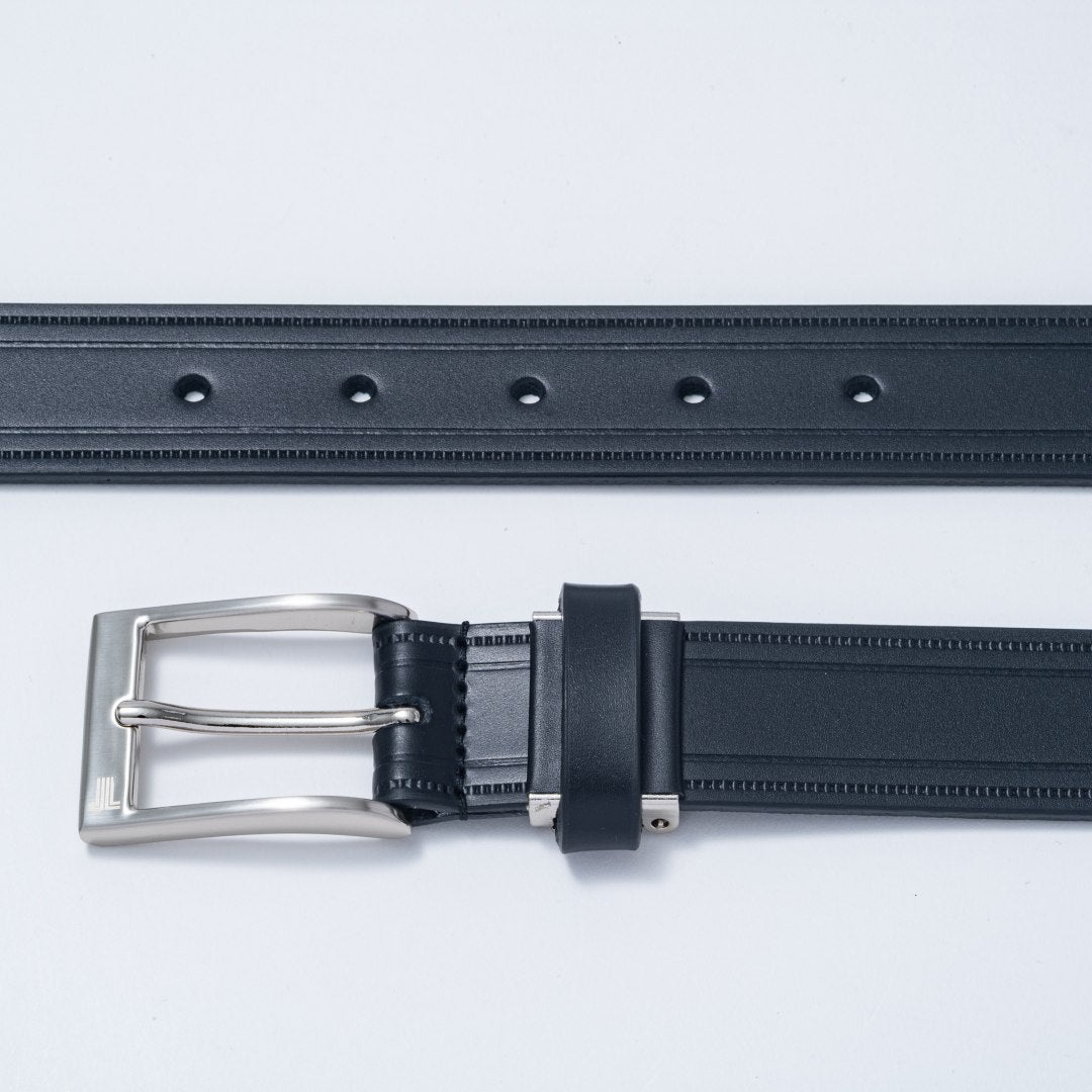 LANVIN COLLECTION サイド型押しベルト【JLMB6160】 ブラック