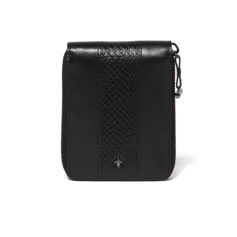 PATRICK COX CROWN PYTHON ラウンドファスナー二つ折り財布 ブラック×ブラック