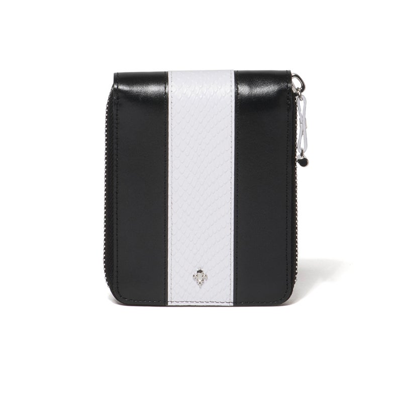 PATRICK COX CROWN PYTHON ラウンドファスナー二つ折り財布 ブラック×ホワイト