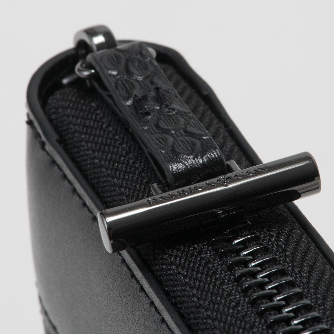 PATRICK COX CROWN PYTHON ラウンドファスナー二つ折り財布 ブラック×ブラック