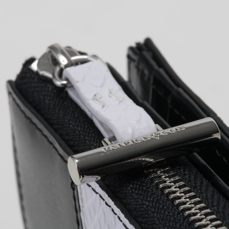 PATRICK COX CROWN PYTHON L字ファスナー二つ折り財布 ブラック×ホワイト