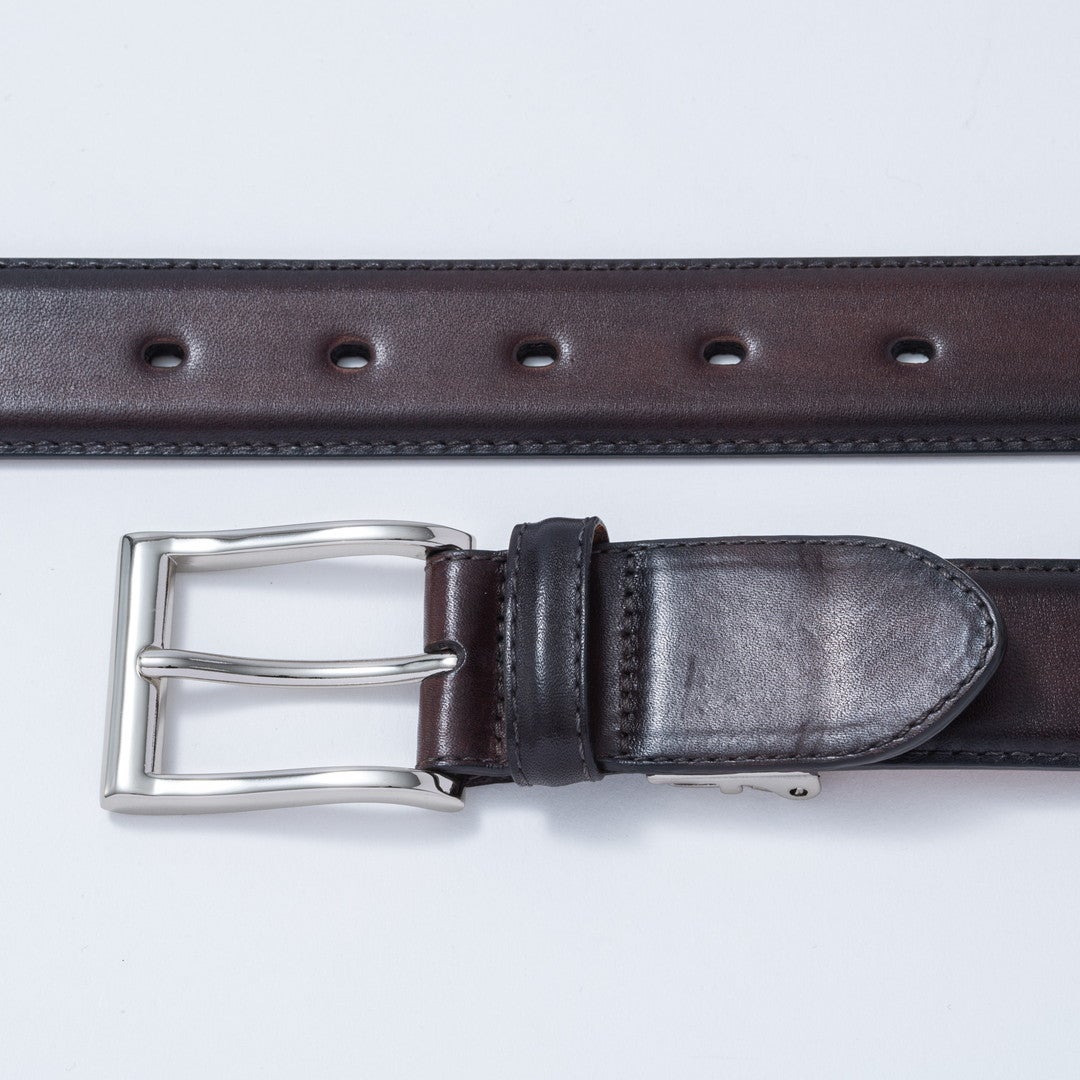 MAGNANNI 30mmハンドペイントレザーベルト【MGMB6000】 ダークブラウン