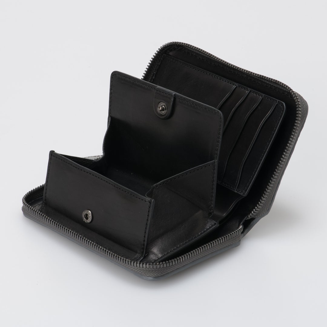 NOMADOI エレファントメッシュ ミドルラウンド折り財布 グレー