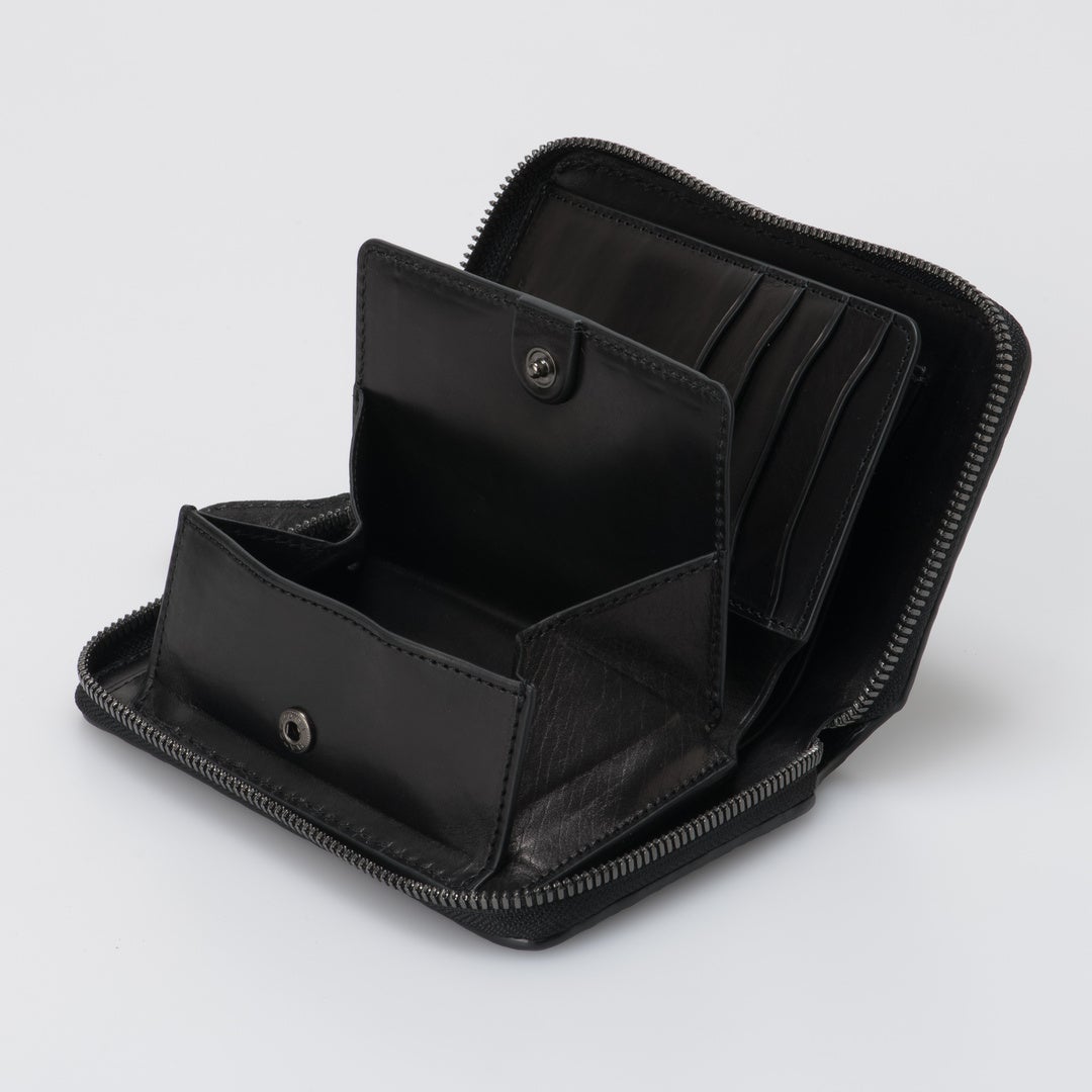 NOMADOI エレファントメッシュ ミドルラウンド折り財布 ブラック