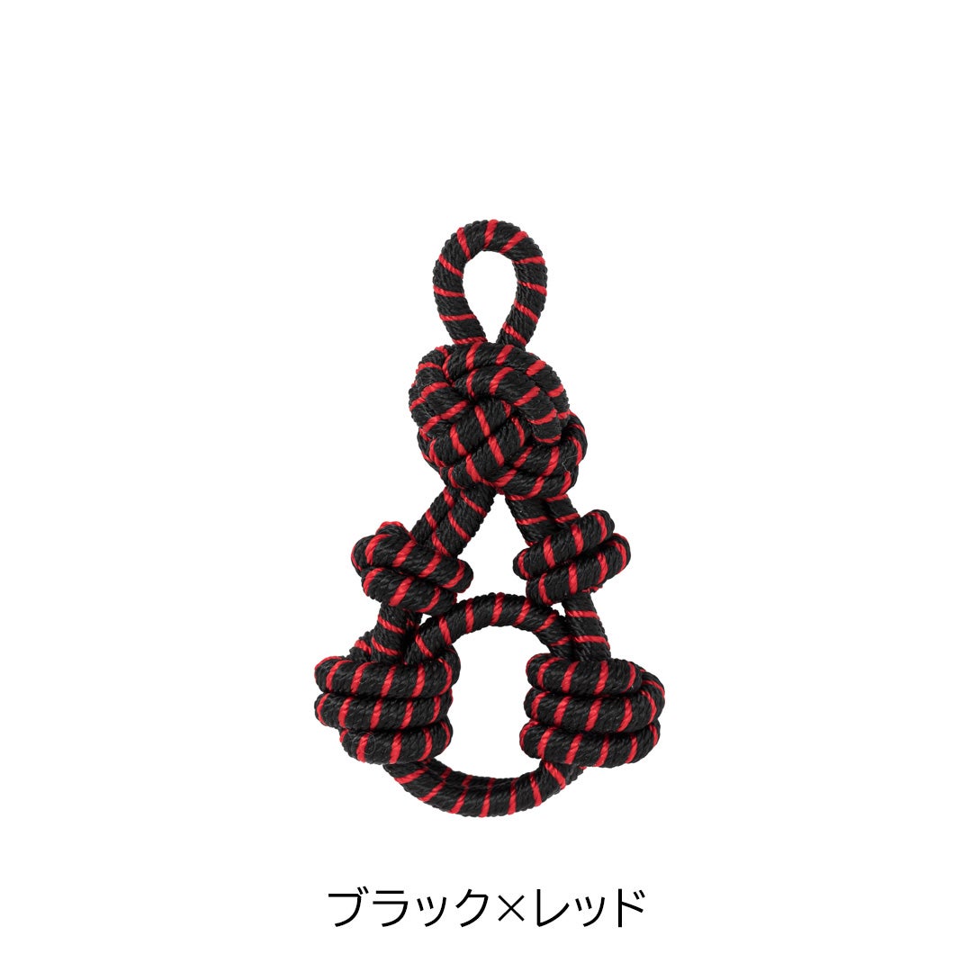 MANIUNO デッドストックファブリック スクエアミニトート(M) チャーム：ブラック×レッド
